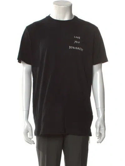 Pre-owned Dsquared2 Graphic Print Crew Neck T-shirt In Black