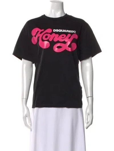 Pre-owned Dsquared2 Graphic Print Crew Neck T-shirt In Black