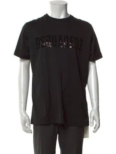 Pre-owned Dsquared2 Graphic Print Crew Neck T-shirt In Black