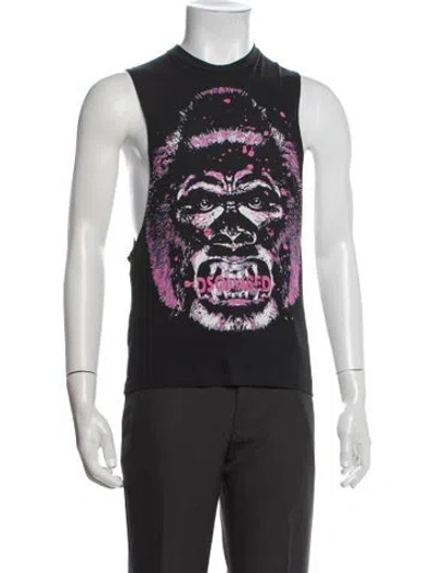 Pre-owned Dsquared2 Graphic Print Crew Neck T-shirt In Black