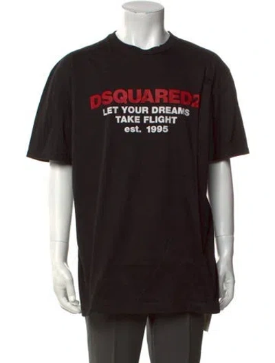 Pre-owned Dsquared2 Graphic Print Crew Neck T-shirt In Black