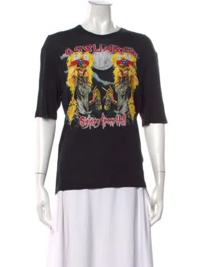 Pre-owned Dsquared2 Graphic Print Crew Neck T-shirt In Black