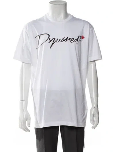 Pre-owned Dsquared2 Graphic Print Crew Neck T-shirt In Black/white