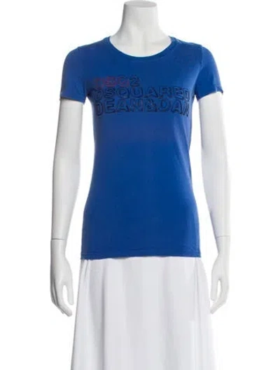 Pre-owned Dsquared2 Graphic Print Crew Neck T-shirt In Blue