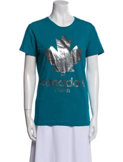 Pre-owned Dsquared2 Graphic Print Crew Neck T-shirt In Blue