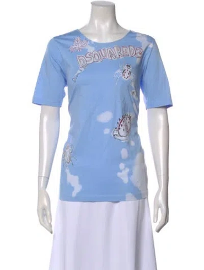 Pre-owned Dsquared2 Graphic Print Crew Neck T-shirt In Blue