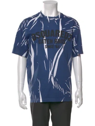 Pre-owned Dsquared2 Graphic Print Crew Neck T-shirt In Blue