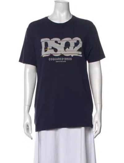 Pre-owned Dsquared2 Graphic Print Crew Neck T-shirt In Blue