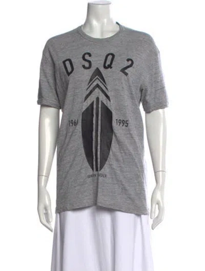 Pre-owned Dsquared2 Graphic Print Crew Neck T-shirt In Blue/grey