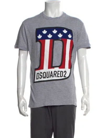 Pre-owned Dsquared2 Graphic Print Crew Neck T-shirt In Gray