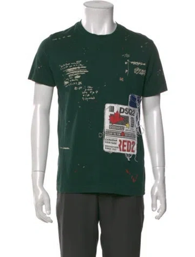 Pre-owned Dsquared2 Graphic Print Crew Neck T-shirt In Green