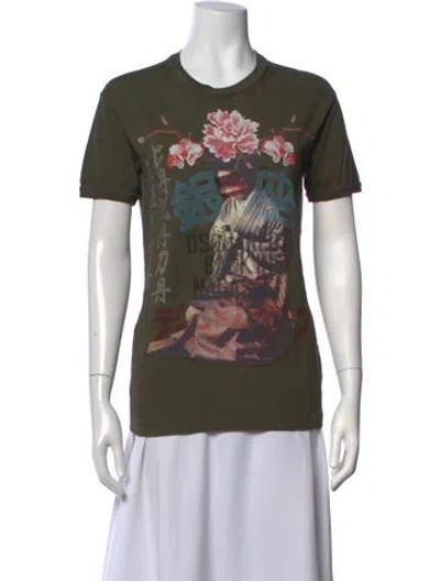 Pre-owned Dsquared2 Graphic Print Crew Neck T-shirt In Green