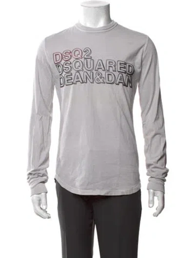 Pre-owned Dsquared2 Graphic Print Crew Neck T-shirt In Grey