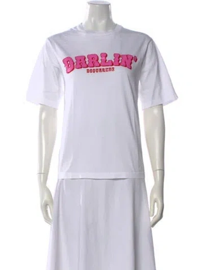Pre-owned Dsquared2 Graphic Print Crew Neck T-shirt In Neutral