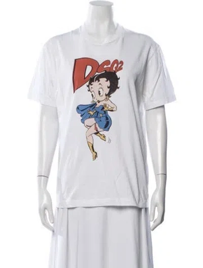 Pre-owned Dsquared2 Graphic Print Crew Neck T-shirt In Neutral