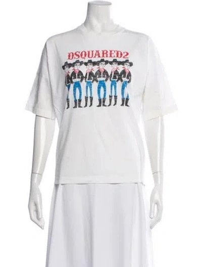 Pre-owned Dsquared2 Graphic Print Crew Neck T-shirt In Neutrals