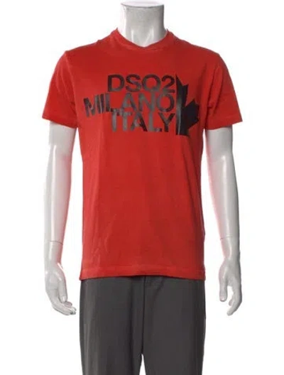 Pre-owned Dsquared2 Graphic Print Crew Neck T-shirt In Orange