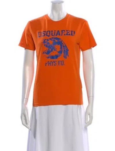Pre-owned Dsquared2 Graphic Print Crew Neck T-shirt In Orange