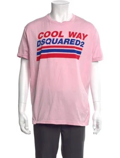 Pre-owned Dsquared2 Graphic Print Crew Neck T-shirt In Pink