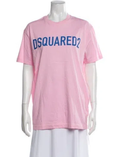 Pre-owned Dsquared2 Graphic Print Crew Neck T-shirt In Pink