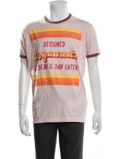 Pre-owned Dsquared2 Graphic Print Crew Neck T-shirt In Pink