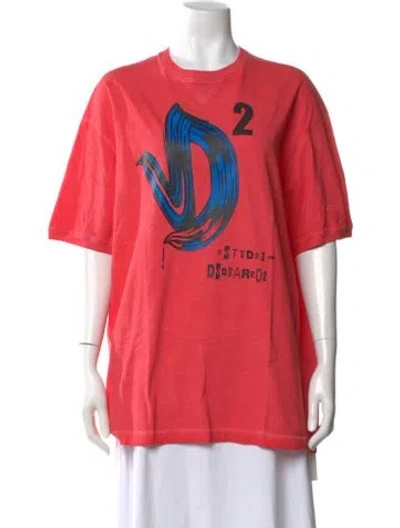 Pre-owned Dsquared2 Graphic Print Crew Neck T-shirt In Red