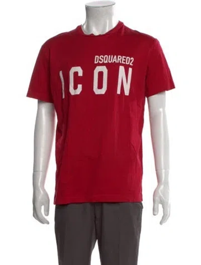 Pre-owned Dsquared2 Graphic Print Crew Neck T-shirt In Red