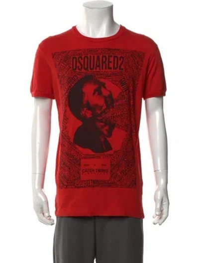 Pre-owned Dsquared2 Graphic Print Crew Neck T-shirt In Red