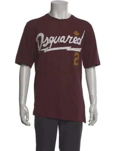 Pre-owned Dsquared2 Graphic Print Crew Neck T-shirt W/ Tags In Burgundy