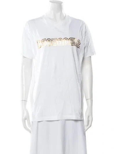 Pre-owned Dsquared2 Graphic Print Crew Neck T-shirt W/ Tags In White