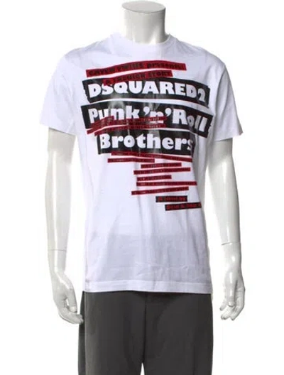 Pre-owned Dsquared2 Graphic Print Crew Neck T-shirt W/ Tags In White
