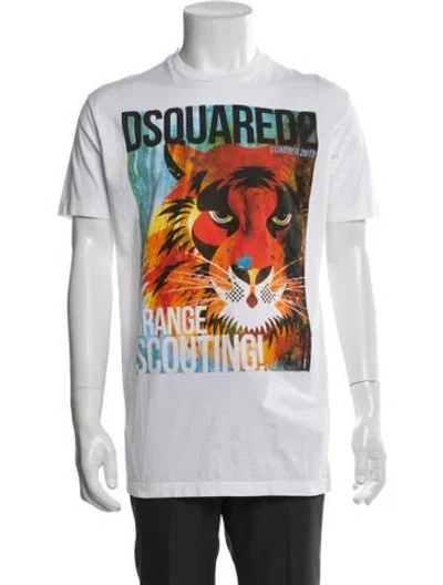 Pre-owned Dsquared2 Graphic Print Crew Neck T-shirt In White