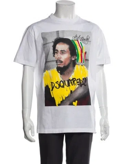 Pre-owned Dsquared2 Graphic Print Crew Neck T-shirt In White