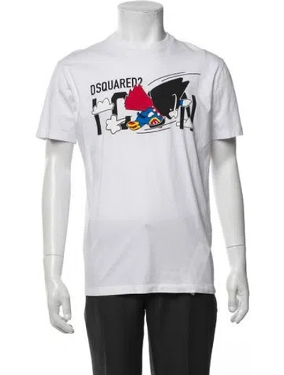 Pre-owned Dsquared2 Graphic Print Crew Neck T-shirt In White