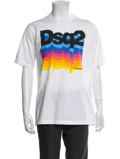 Pre-owned Dsquared2 Graphic Print Crew Neck T-shirt In White
