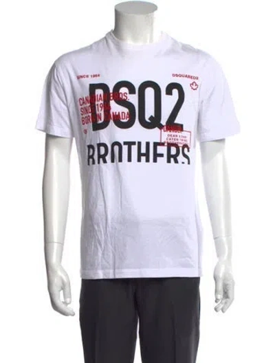 Pre-owned Dsquared2 Graphic Print Crew Neck T-shirt In White