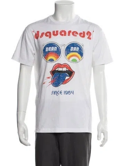 Pre-owned Dsquared2 Graphic Print Crew Neck T-shirt In White