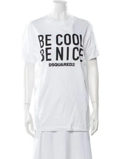 Pre-owned Dsquared2 Graphic Print Crew Neck T-shirt In White