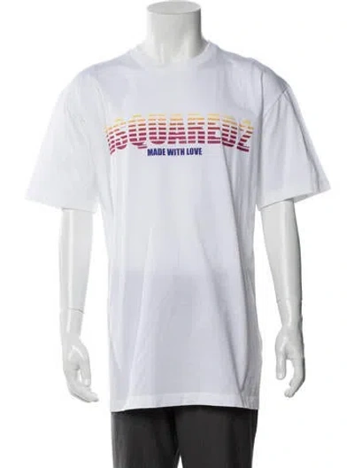 Pre-owned Dsquared2 Graphic Print Crew Neck T-shirt In White