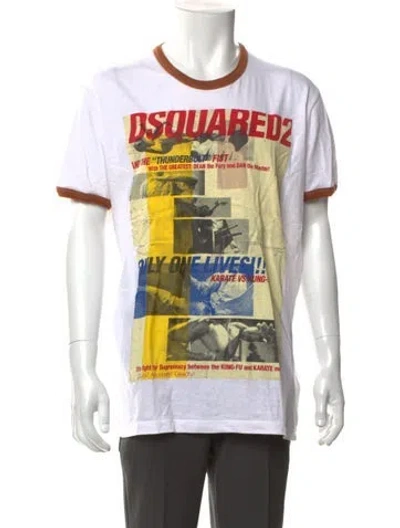 Pre-owned Dsquared2 Graphic Print Crew Neck T-shirt In White