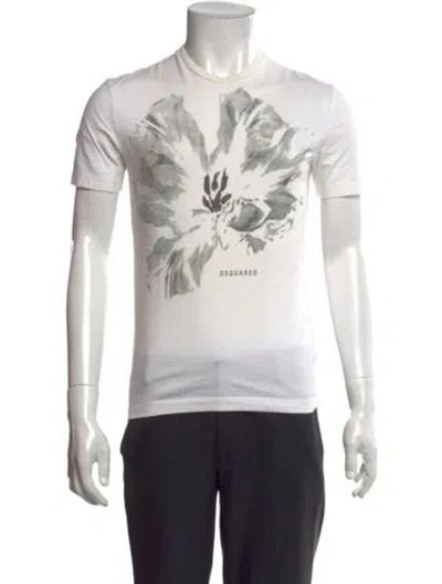 Pre-owned Dsquared2 Graphic Print Crew Neck T-shirt In White