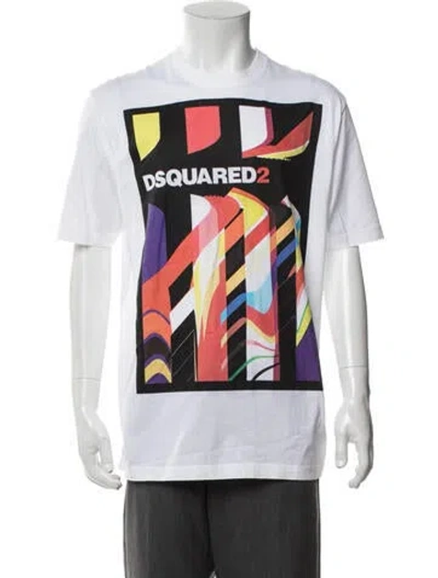 Pre-owned Dsquared2 Graphic Print Crew Neck T-shirt In White
