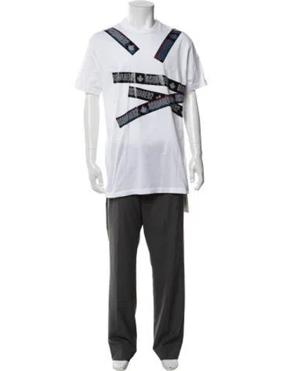 Pre-owned Dsquared2 Graphic Print Crew Neck T-shirt In White