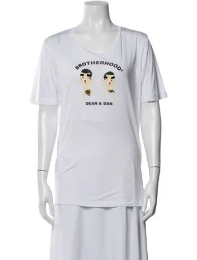 Pre-owned Dsquared2 Graphic Print Crew Neck T-shirt In White