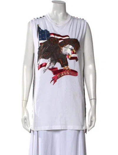 Pre-owned Dsquared2 Graphic Print Crew Neck T-shirt In White