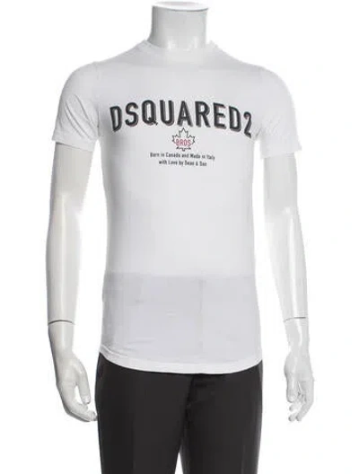 Pre-owned Dsquared2 Graphic Print Crew Neck T-shirt In White