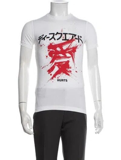 Pre-owned Dsquared2 Graphic Print Crew Neck T-shirt In White