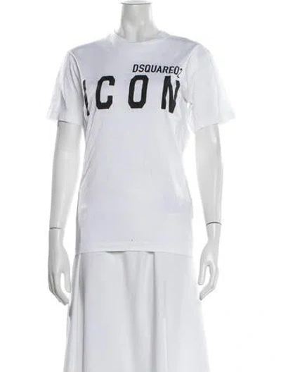 Pre-owned Dsquared2 Graphic Print Crew Neck T-shirt In White