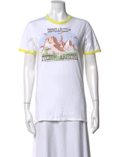 Pre-owned Dsquared2 Graphic Print Crew Neck T-shirt In White