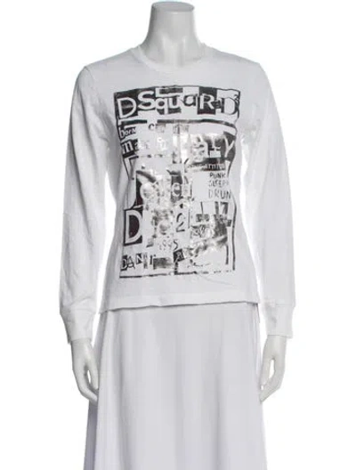 Pre-owned Dsquared2 Graphic Print Crew Neck T-shirt In White